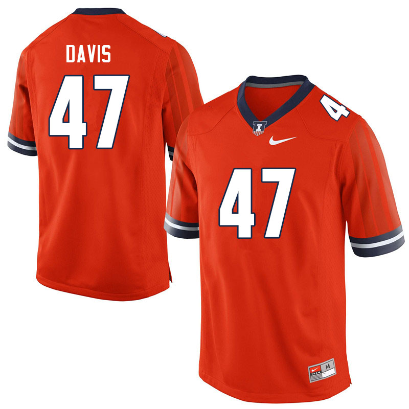 Men #47 Cooper Davis Illinois Fighting Illini College Football Jerseys Sale-Orange